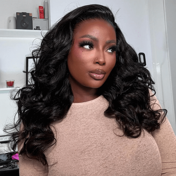 TRILL Shoulder Length Body Wave 16 18 20 inches Glueless Wigs Medium Length Barrel Curls Human Hair Wig