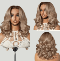 TRILL Gorgeous Loose Body Wave Ash Blonde Hair Wig Glueless 5x5 Closure Lace Wig Breathable Cap