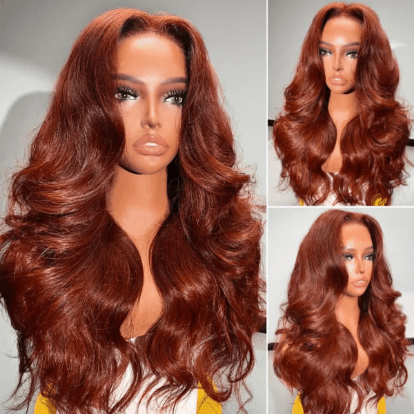 TRILL Wear Go Reddish Brown Color Straight/Body Wave 6×5 Pre Cut HD Glueless Lace Human Hair Wig