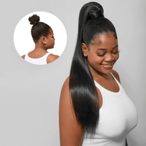 TRILL Virgin Hair Natural Black Sleek Long Straight Wrap Around Ponytail Extension