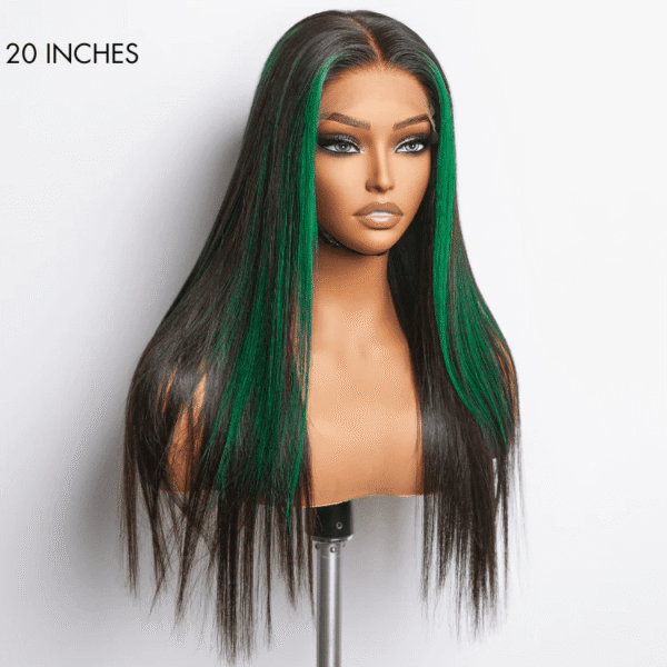 TRILL Limited Design | Green Highlight Silky Straight Glueless 5x5 Closure Lace Wig | Large & Small Cap Size(7-Day Crafting)