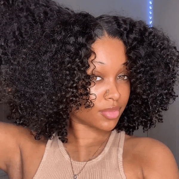 TRILL Kinky Curly Short Glueless 6×5 HD Lace Closure Bob Human Hair Wigs Pre Cut Lace Plucked Hairline