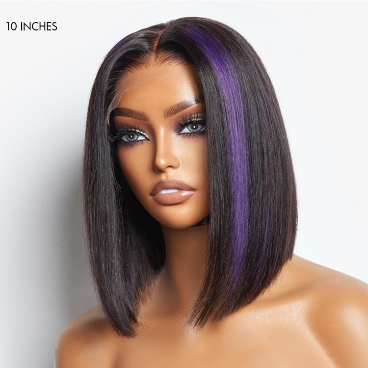 Limited Design | Purple Highlights Glueless 5x5 Closure HD Lace Bob Wig | Large & Small Cap Size(5-Day Crafting)