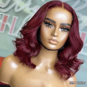 TRILL Short Loose Body Wave 6×5 HD Lace Glueless Wig Reddish Brown/99J Burgundy/Brown Color 100% Human Hair