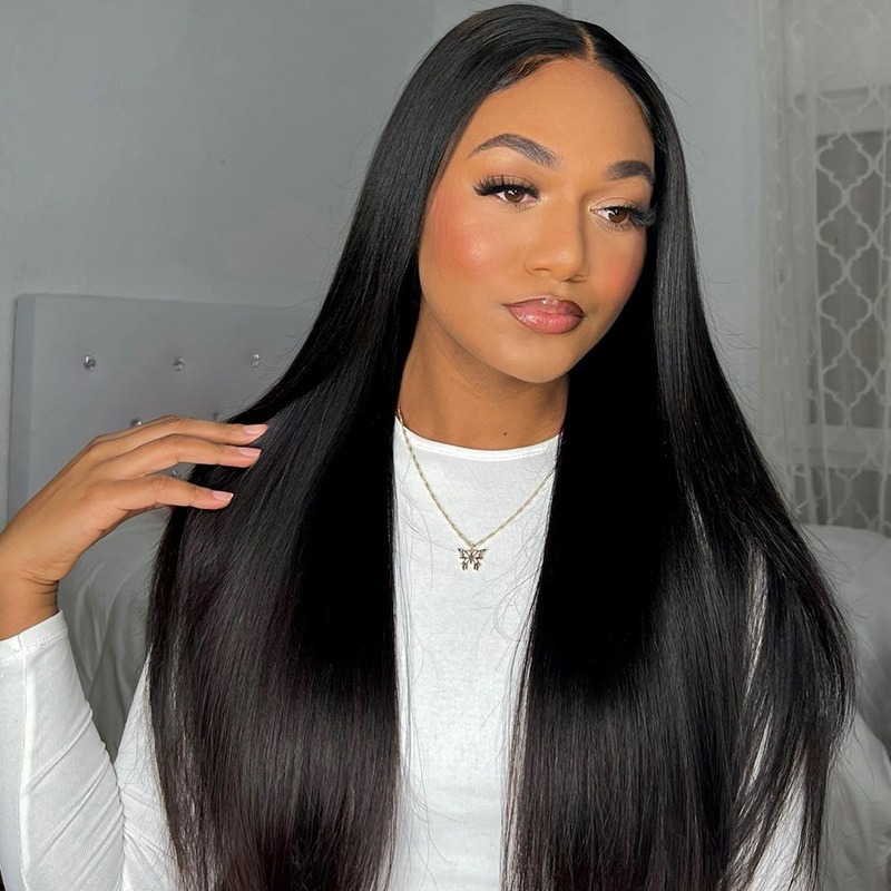 TRILL Straight Human Hair Wear Go Glueless 6×5 Pre Cut HD Lace Closure Wig Bleached Knots