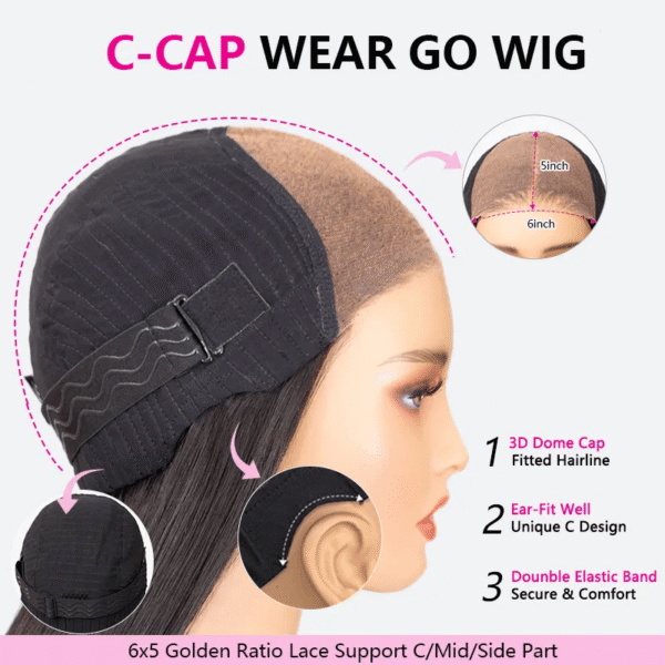 TRILL Deep Wave Wear Go Glueless 6×5 HD Lace Closure Wig Pre Bleached Knots | C-Cap
