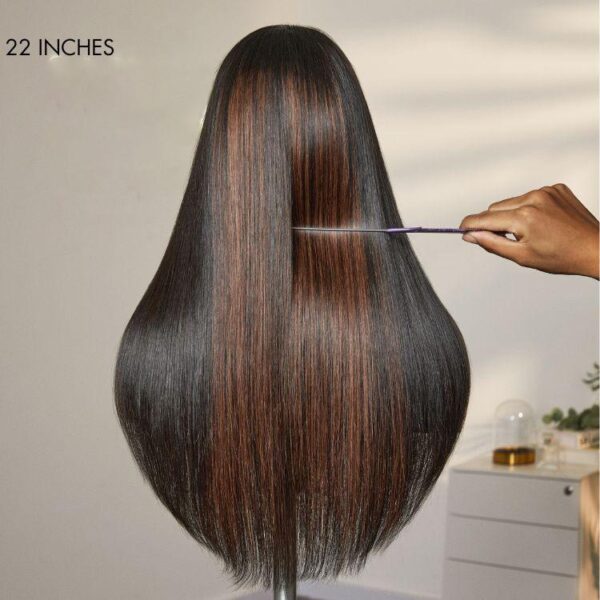 TRILL Combo Color Highlights Layered Silky Straight Glueless 5x5 Closure Lace Long Wig