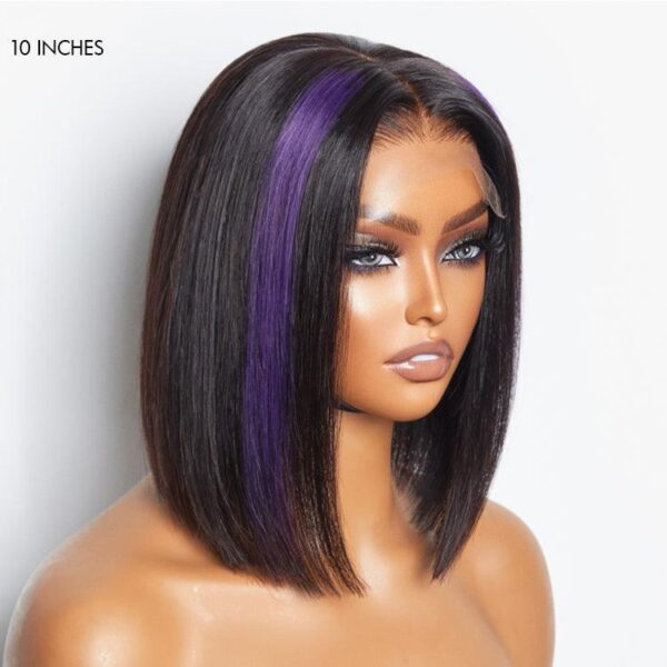 Limited Design | Purple Highlights Glueless 5x5 Closure HD Lace Bob Wig | Large & Small Cap Size(5-Day Crafting)