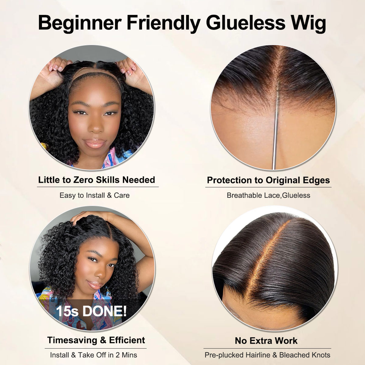 TRILL Short Curly Bob Wig 13×4 Glueless Lace Front Human Hair Wigs 150% Density