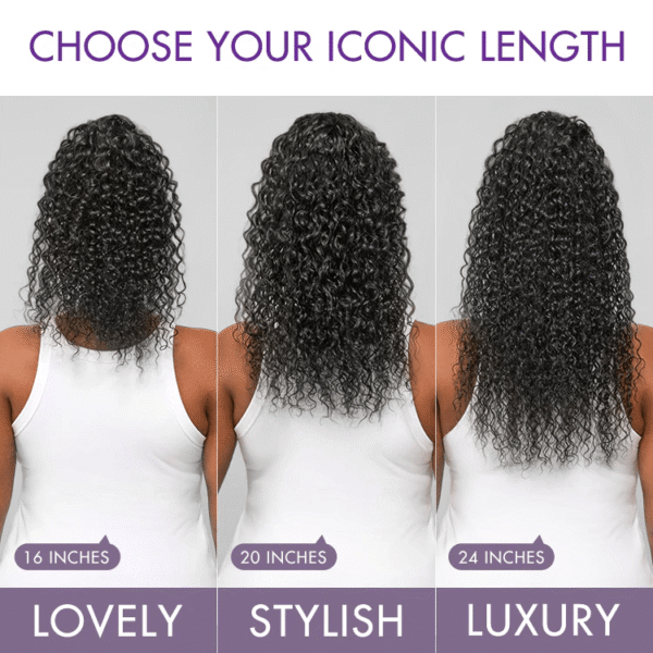 TRILL Water Wave Flexi-Fit Drawstring Ponytail Extension Human Hair Natural Black Curly Ponytail