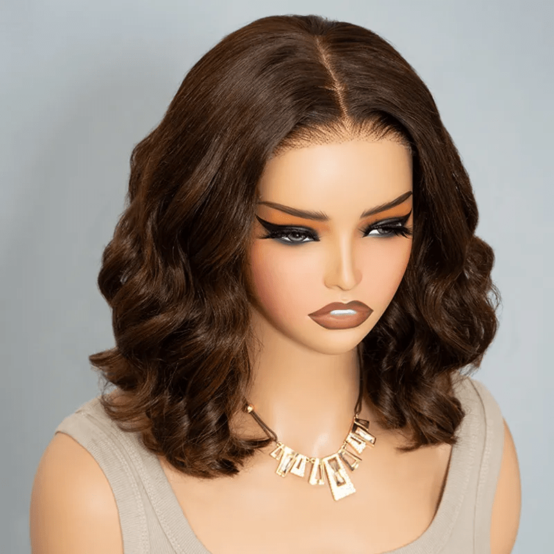TRILL Short Loose Body Wave 6×5 HD Lace Glueless Wig Reddish Brown/99J Burgundy/Brown Color 100% Human Hair