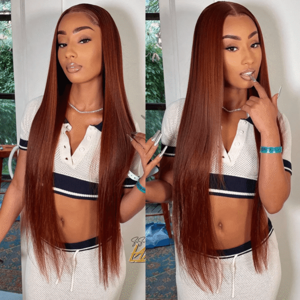 TRILL Wear Go Reddish Brown Color Straight/Body Wave 6×5 Pre Cut HD Glueless Lace Human Hair Wig