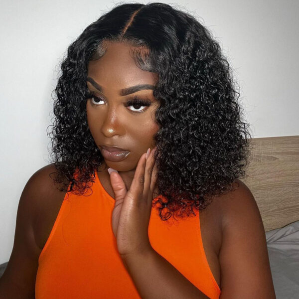 TRILL Short Curly Bob Wig 13×4 Glueless Lace Front Human Hair Wigs 150% Density