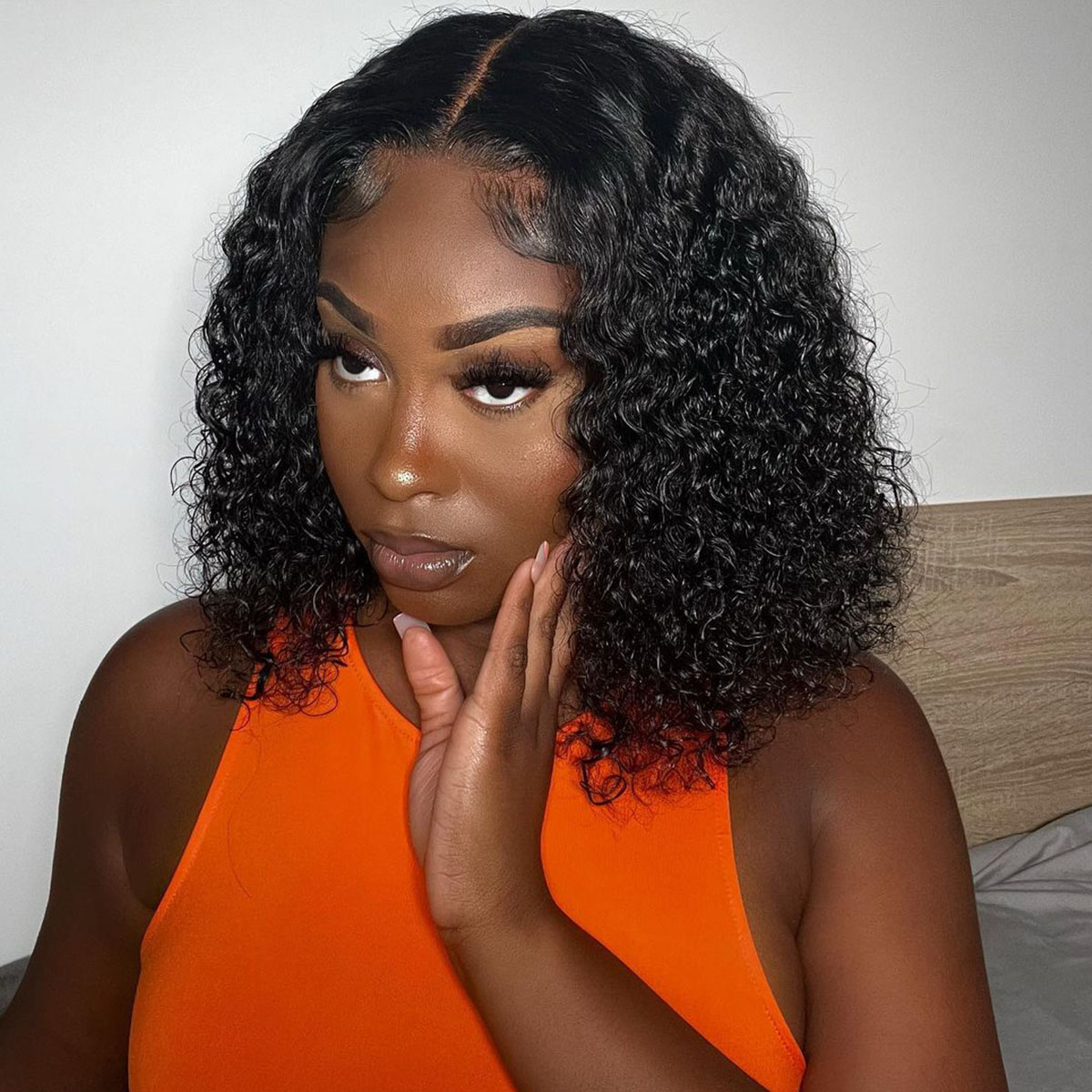 TRILL Short Curly Bob Wig 13×4 Glueless Lace Front Human Hair Wigs 150% Density