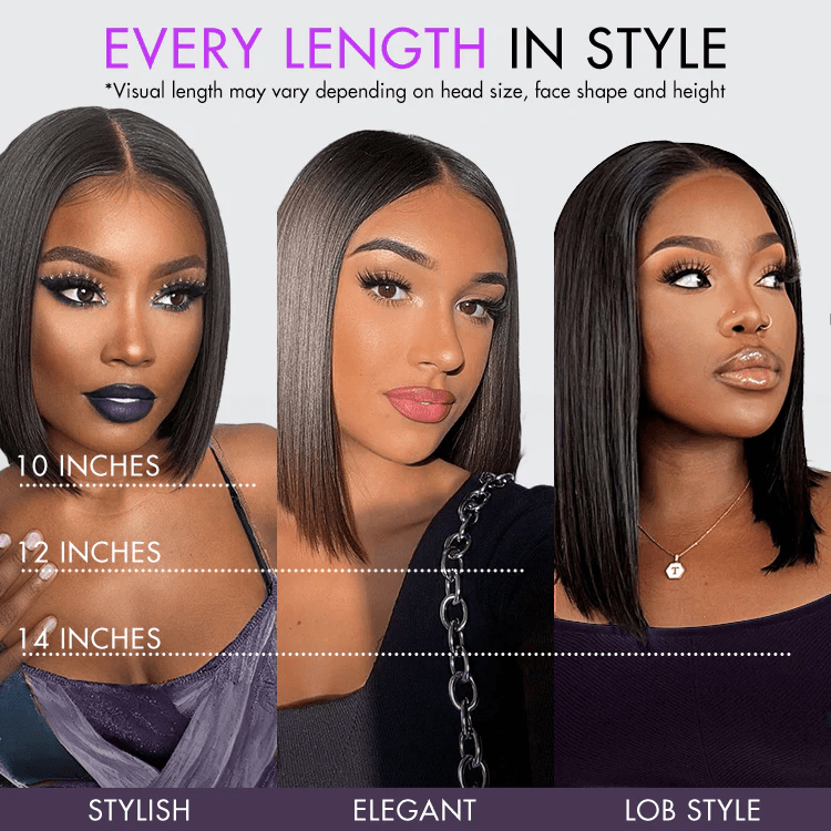 Limited Design | Purple Highlights Glueless 5x5 Closure HD Lace Bob Wig | Large & Small Cap Size(5-Day Crafting)