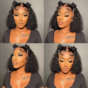 TRILL Short Curly Bob Wig 13×4 Glueless Lace Front Human Hair Wigs 150% Density