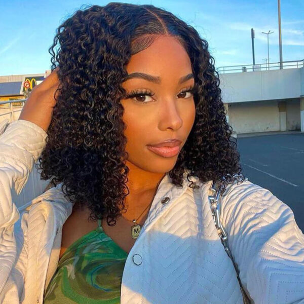 TRILL Short Curly Bob 6×5 Plus Lace Wear Go Glueless Air Cap Wig 100% Human Hair