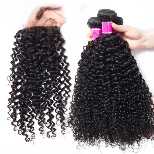 TRILL Brazilian Curly Virgin Hair With Closure 100% Human Hair Bundles With Closure Jerry Curly