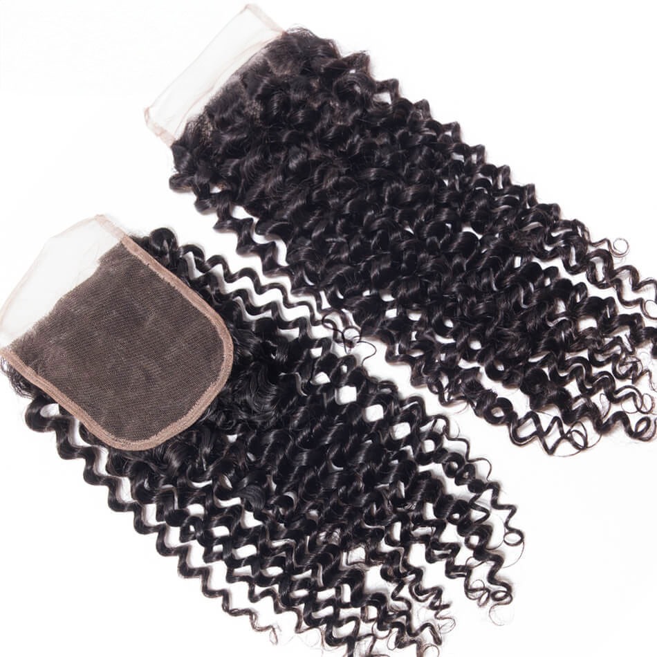 TRILL Brazilian Curly Virgin Hair With Closure 100% Human Hair Bundles With Closure Jerry Curly