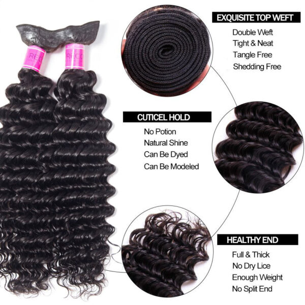 TRILL Brazilian Deep Wave Bundles With Closure Recool Hair 3 Bundles With Closure 100% Virgin Human Hair