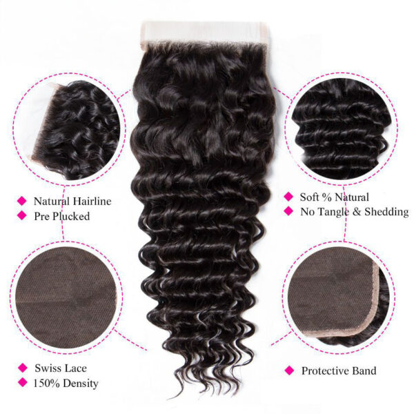 TRILL Brazilian Deep Wave Bundles With Closure Recool Hair 3 Bundles With Closure 100% Virgin Human Hair