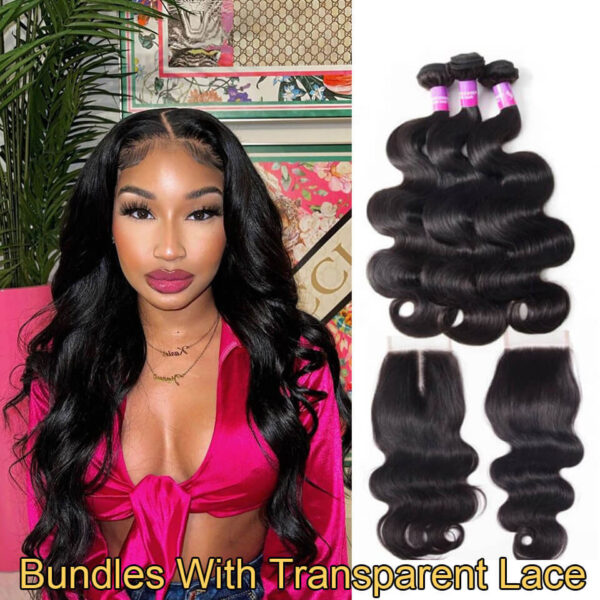 TRILL Highlight Honey Blonde Body Wave 3/4 Bundles with 5×5 HD Lace Closure 100% Human Hair Weave P4/27 Color