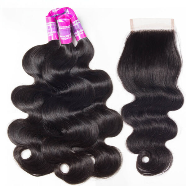TRILL Highlight Honey Blonde Body Wave 3/4 Bundles with 5×5 HD Lace Closure 100% Human Hair Weave P4/27 Color