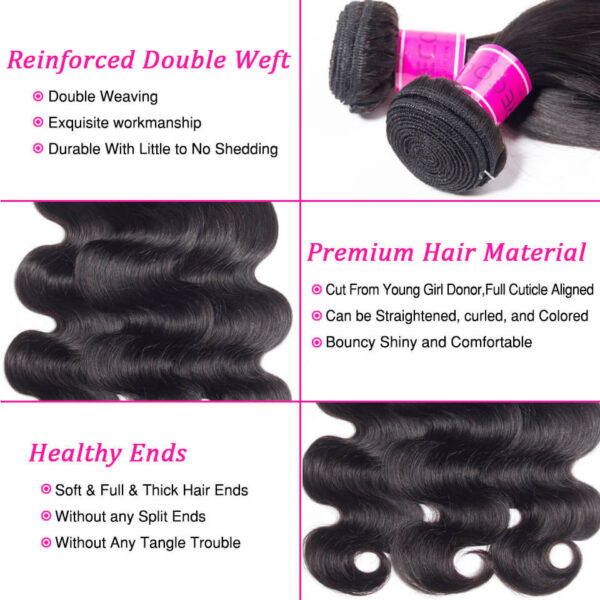 TRILL Highlight Honey Blonde Body Wave 3/4 Bundles with 5×5 HD Lace Closure 100% Human Hair Weave P4/27 Color