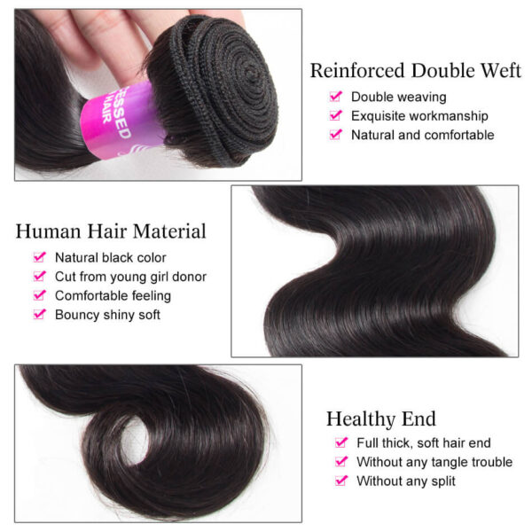TRILL HD Lace Closure Body Wave 3 Bundles With 5×5 Lace Closure Human Hair Bundles