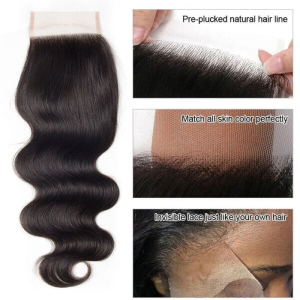TRILL HD Lace Closure Body Wave 3 Bundles With 5×5 Lace Closure Human Hair Bundles