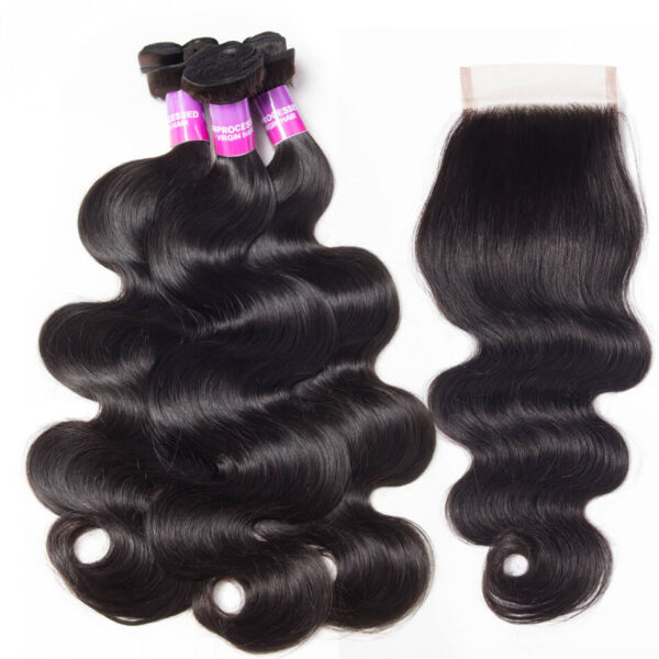 TRILL Bundles With Closure Brazilian Human Hair Weave Bundles Body Wave Hair 3 Bundles With Closure 10A Grade Virgin Human Hair Bundles With Closure