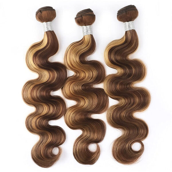 TRILL Highlight Honey Blonde Body Wave 3/4 Bundles with 5×5 HD Lace Closure 100% Human Hair Weave P4/27 Color