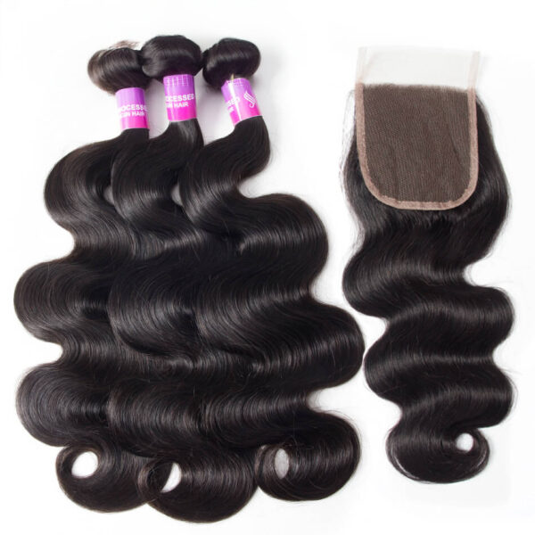 TRILL Peruvian Virgin Hair Body Wave 3 Bundles With Closure 10A Grade Human Hair With Closure