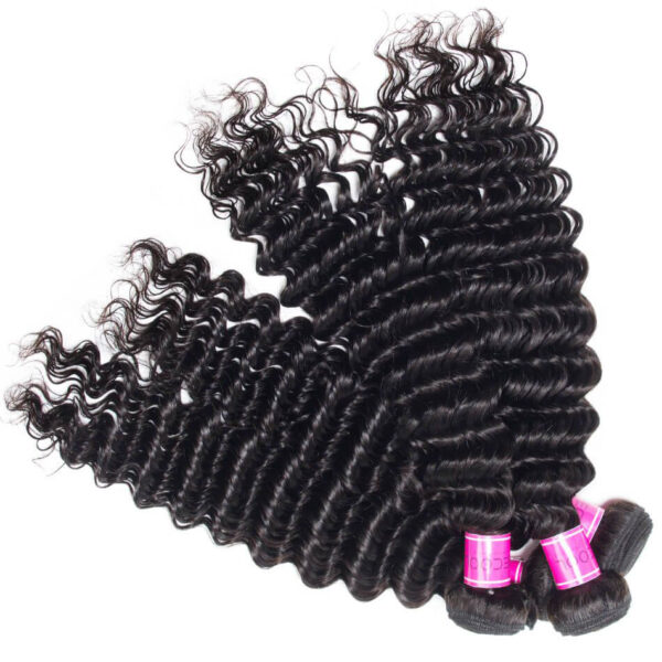 TRILL 5×5 HD Lace Closure With Bundles Deep Wave Brazilian Hair Weave Bundles Remy Human Hair Bundles With Closure