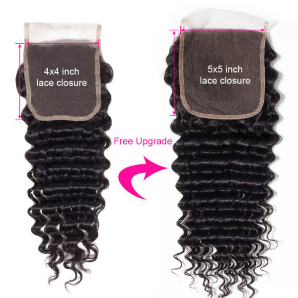 TRILL 5×5 HD Lace Closure With Bundles Deep Wave Brazilian Hair Weave Bundles Remy Human Hair Bundles With Closure