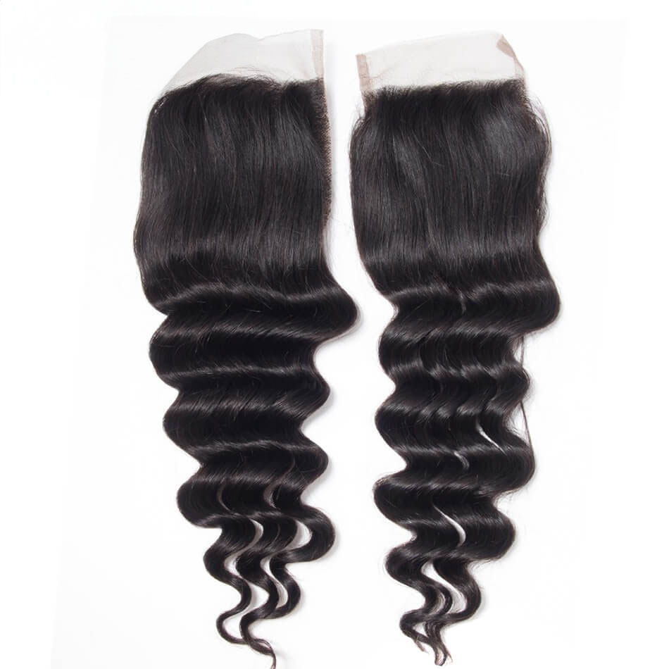TRILL Virgin Hair 3 Bundles With Closure Loose Deep Wave 10A Peruvian Human Hair Bundles With Closure