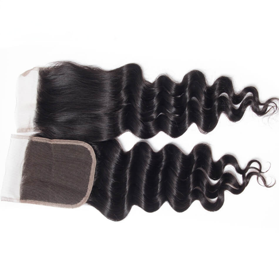 TRILL Virgin Hair 3 Bundles With Closure Loose Deep Wave 10A Peruvian Human Hair Bundles With Closure