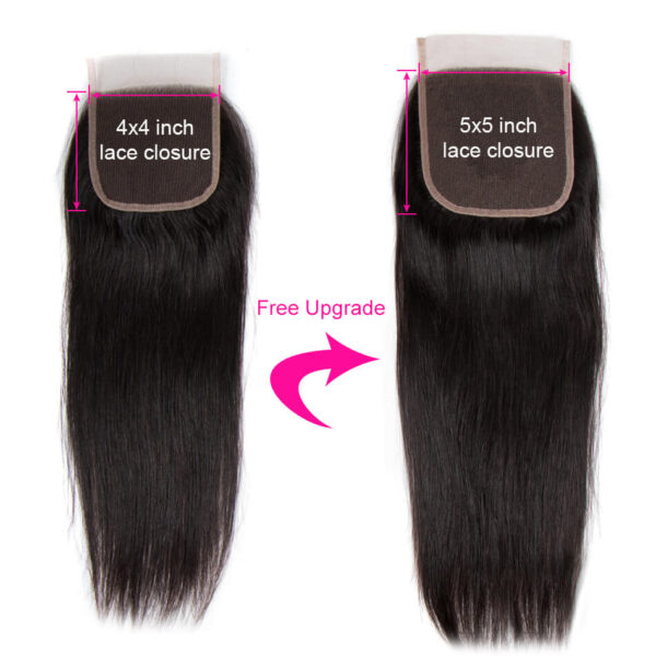 TRILL 5×5 HD Lace Closure with Bundles Straight 3 Bundles Swiss Lace 100% Human Hair Free Part