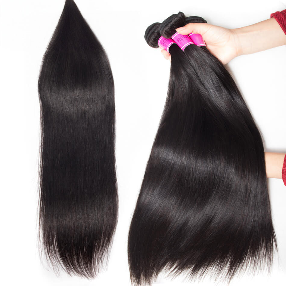 TRILL Hair Brazilian Straight Virgin Hair 3 Bundles With Closure 10A Best Quality Human Hair With Closure