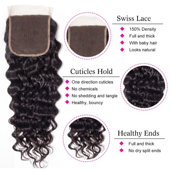 TRILL 5×5 HD Lace Closure With Bundles Water Wave Bundles With Closure Brazilian Hair Weave Bundles With Closure Remy