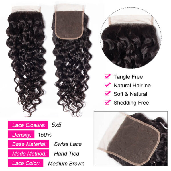 TRILL 5×5 HD Lace Closure With Bundles Water Wave Bundles With Closure Brazilian Hair Weave Bundles With Closure Remy