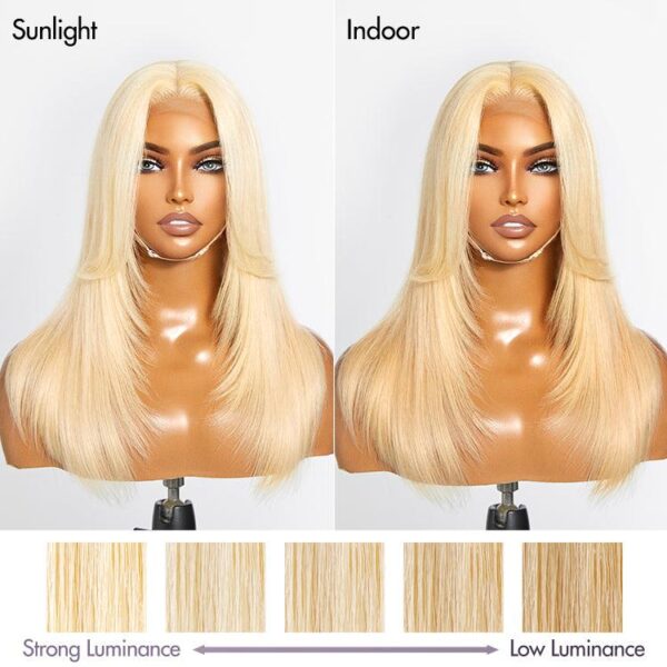 TRILL 613 Blonde Curtain Bangs Layered Cut Glueless 5x5 Closure HD Lace Wig(7-Day Crafting)