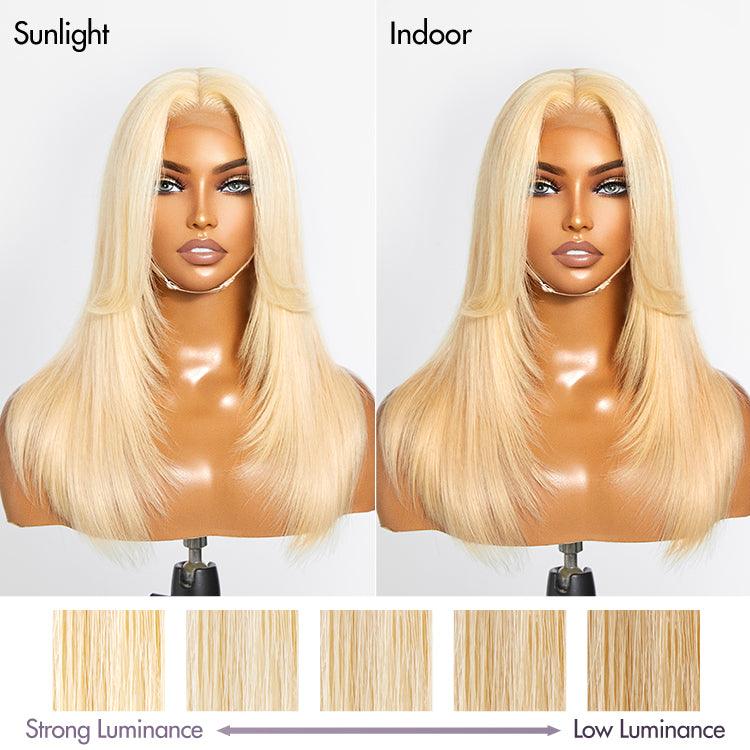 TRILL 613 Blonde Curtain Bangs Layered Cut Glueless 5x5 Closure HD Lace Wig(7-Day Crafting)