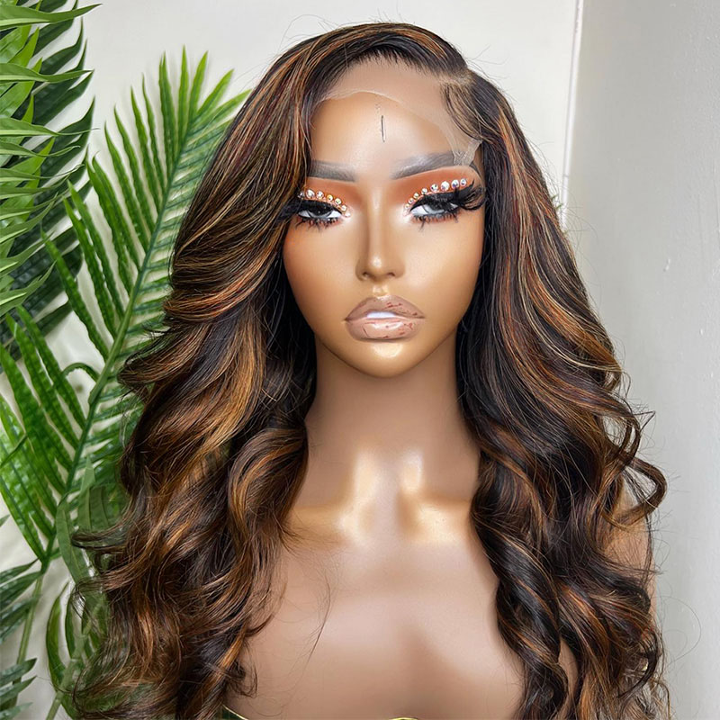 TRILL Highlight Body Wave Wig 13×4 Frontal Wig Colored 6×5 Pre Cut Lace Human Hair Wigs