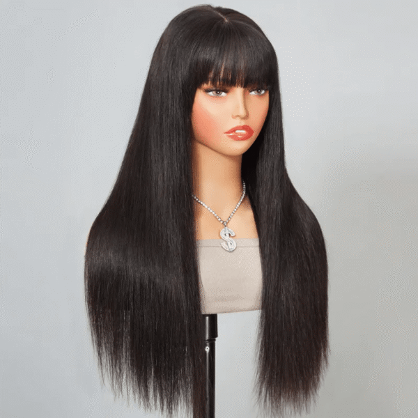 TRILL Straight Hair Wig with Bangs 6×5 Lace Wear Go Glueless Closure Wig 100% Human Hair