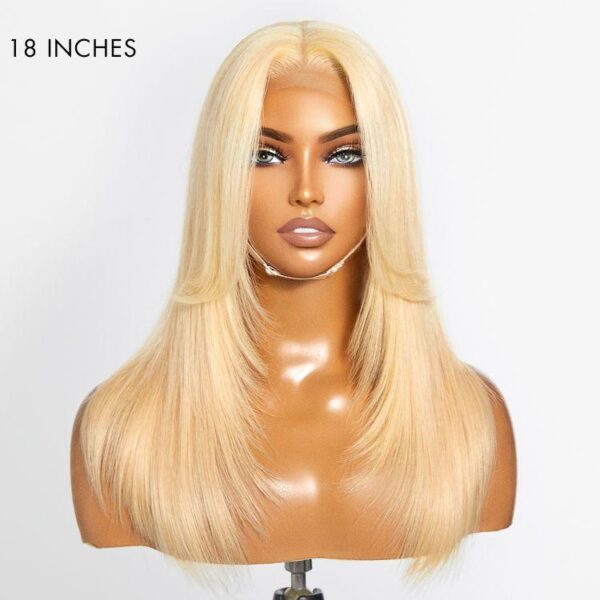 TRILL 613 Blonde Curtain Bangs Layered Cut Glueless 5x5 Closure HD Lace Wig(7-Day Crafting)