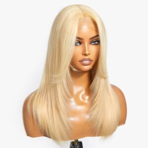 TRILL 613 Blonde Curtain Bangs Layered Cut Glueless 5x5 Closure HD Lace Wig(7-Day Crafting)