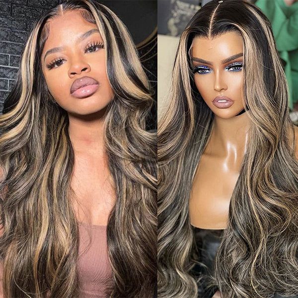 TRILL Upgrade 5x5/13x4 Crystal HD Lace Frontal Wigs Pre Plucked Highlight Body Wave Straight Balayage Human Hair Wig