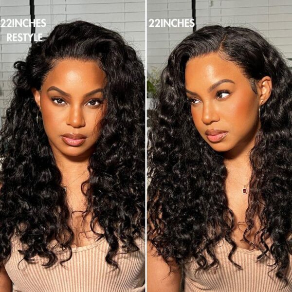 TRILL Hair 180% Density | Water Wave 13x4 Frontal HD Lace Glueless Free Part Long Curly Wig 100% Human Hair