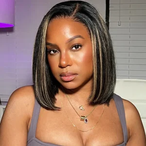 TRILL Balayage Highlight Color Straight Bob Wig 6×5 Wear Go Glueless 100% Human Hair Wig 180% Density